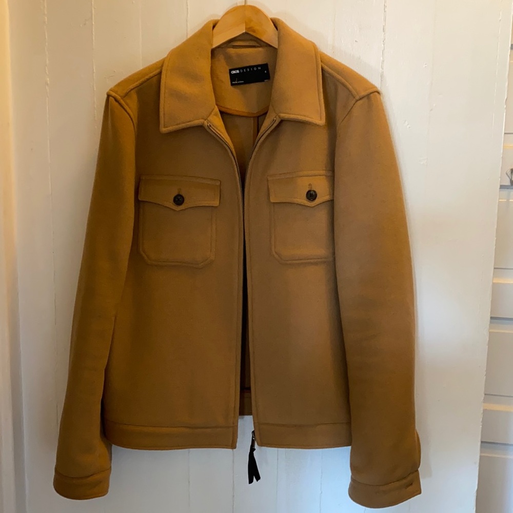 Wool Mix Harrington in Camel